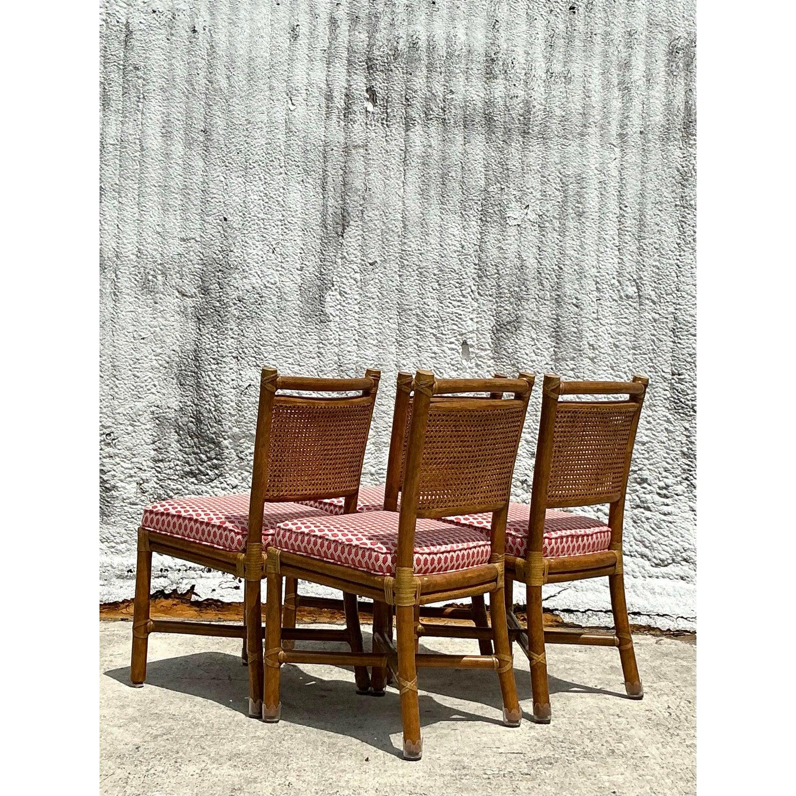 Canna Sedie da pranzo con schienale a canne McGuire vintage - Set di 4 in vendita