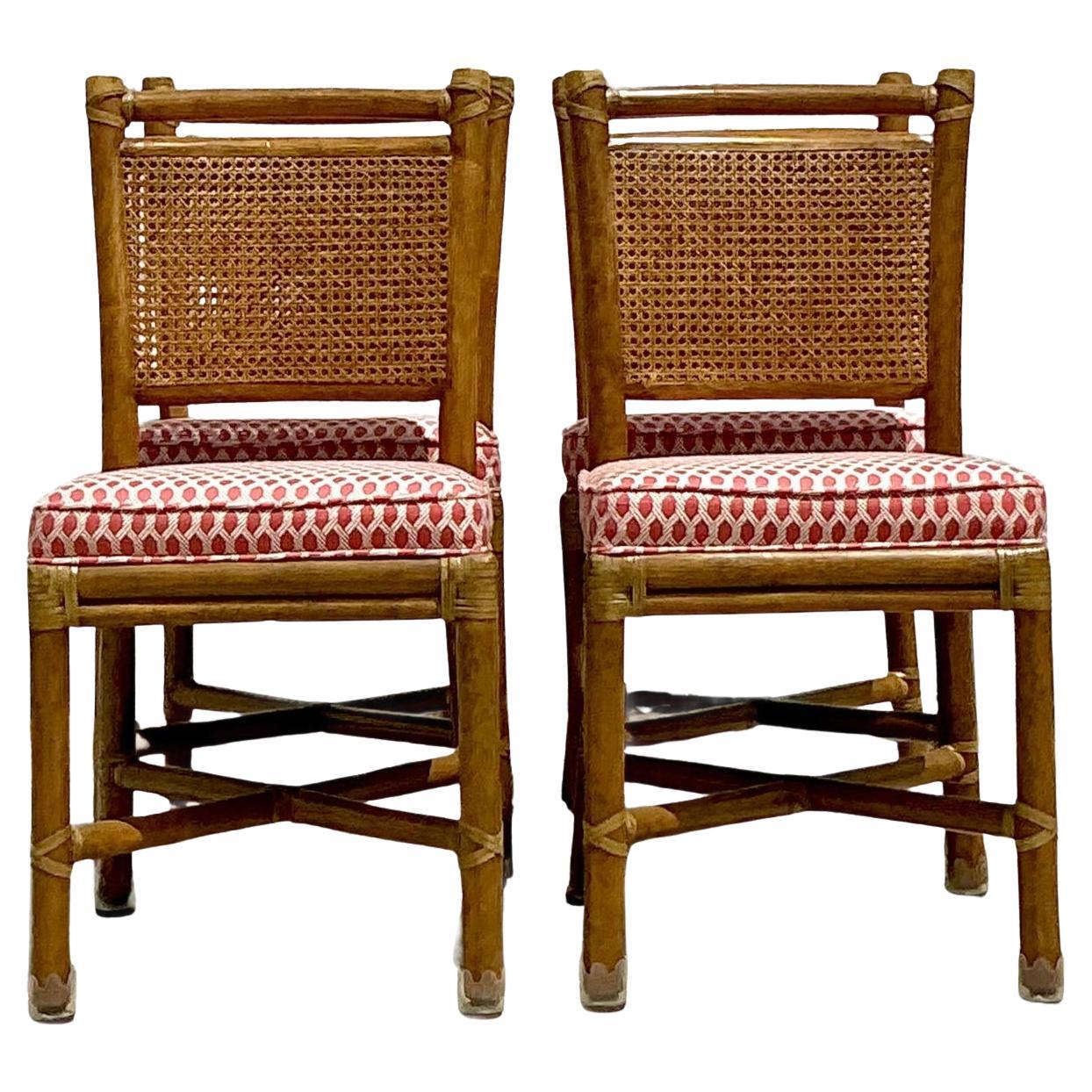 Vintage Coastal McGuire Cane Back Dining Chairs - Set of 4