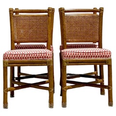 Vintage Coastal McGuire Sillas de Comedor con Respaldo de Caña - Juego de 4