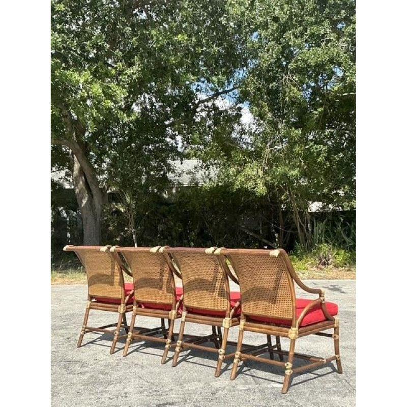 Filippino Sedie da pranzo vintage in canna e rattan McGuire - Set di 4 sedie in vendita