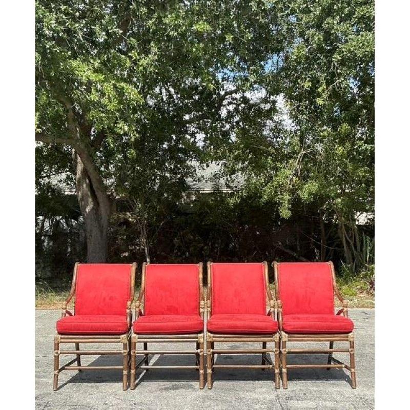 Sedie da pranzo vintage in canna e rattan McGuire - Set di 4 sedie In condizioni buone in vendita a west palm beach, FL
