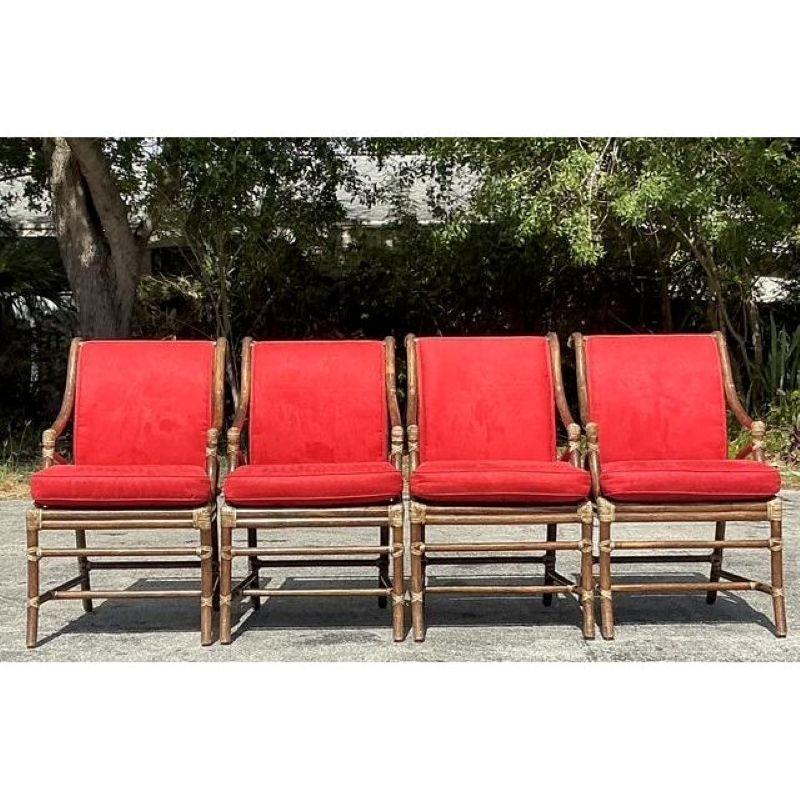 Sedie da pranzo vintage in canna e rattan McGuire - Set di 4 sedie in vendita 1