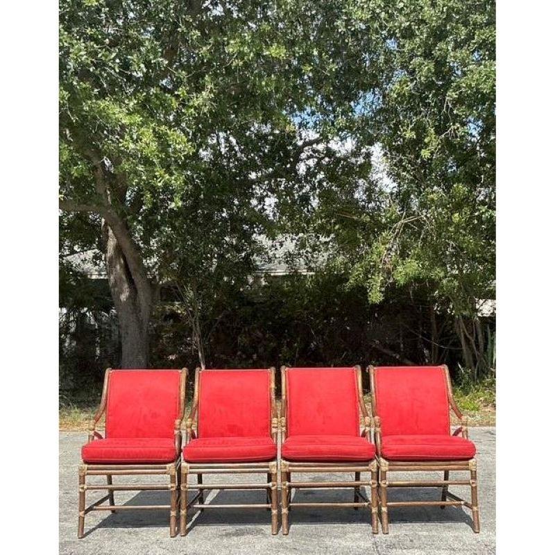 Sedie da pranzo vintage in canna e rattan McGuire - Set di 4 sedie in vendita 2