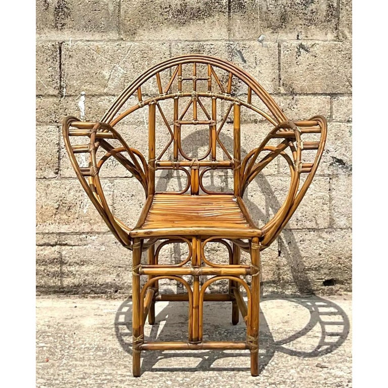 Vintage Coastal McGuire Rattan Butterfly Chair at 1stDibs