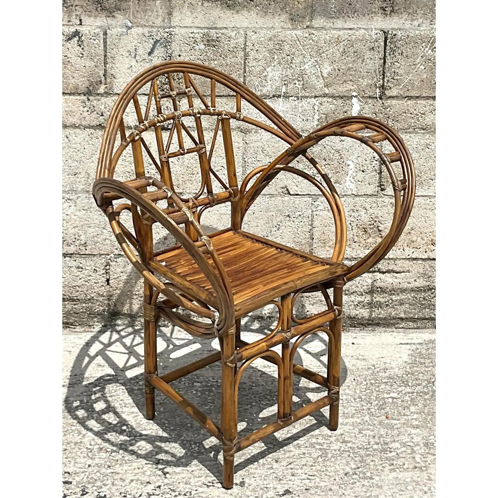 20th Century Vintage Coastal McGuire Rattan Butterfly Chair