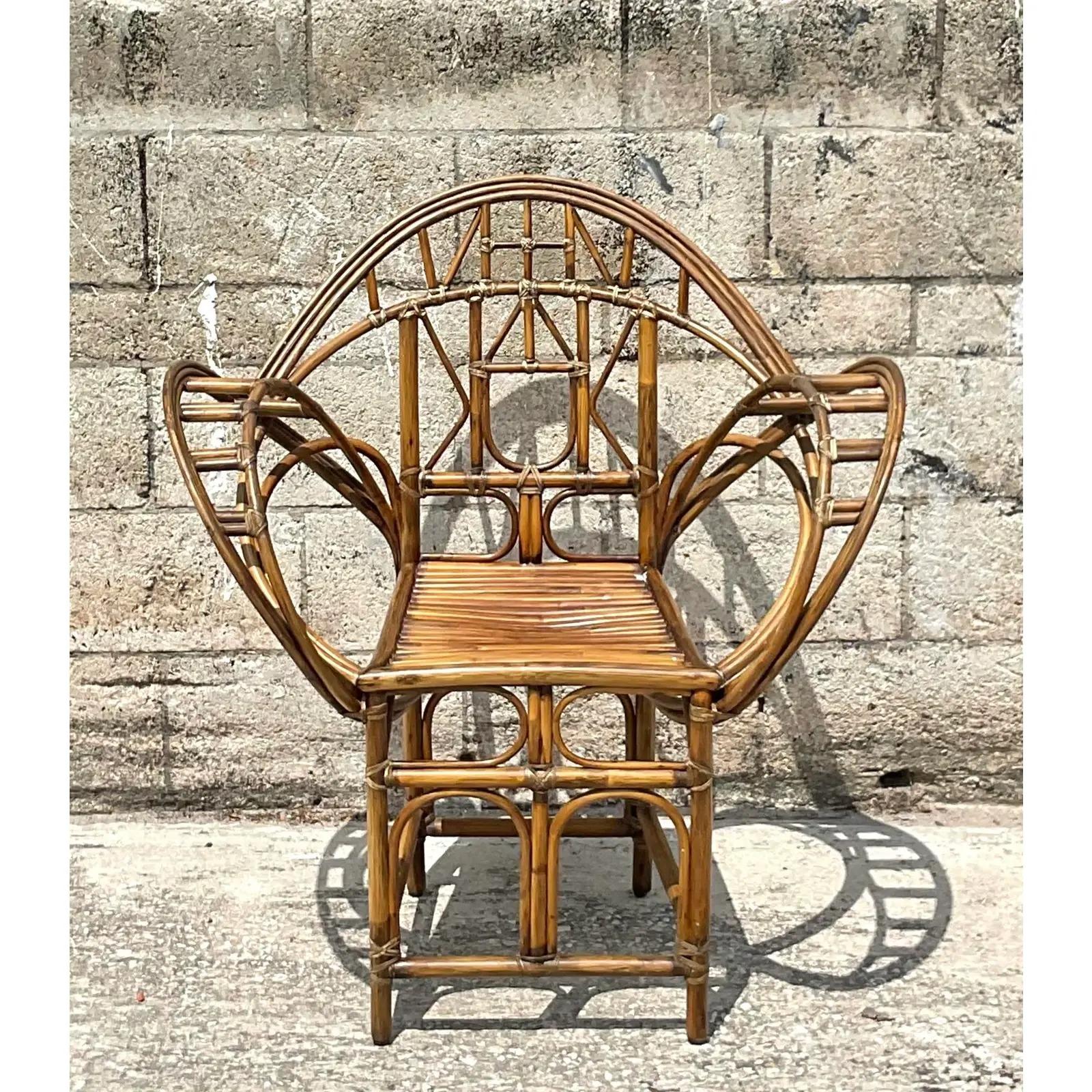Vintage Coastal McGuire Rattan Butterfly Chair 1