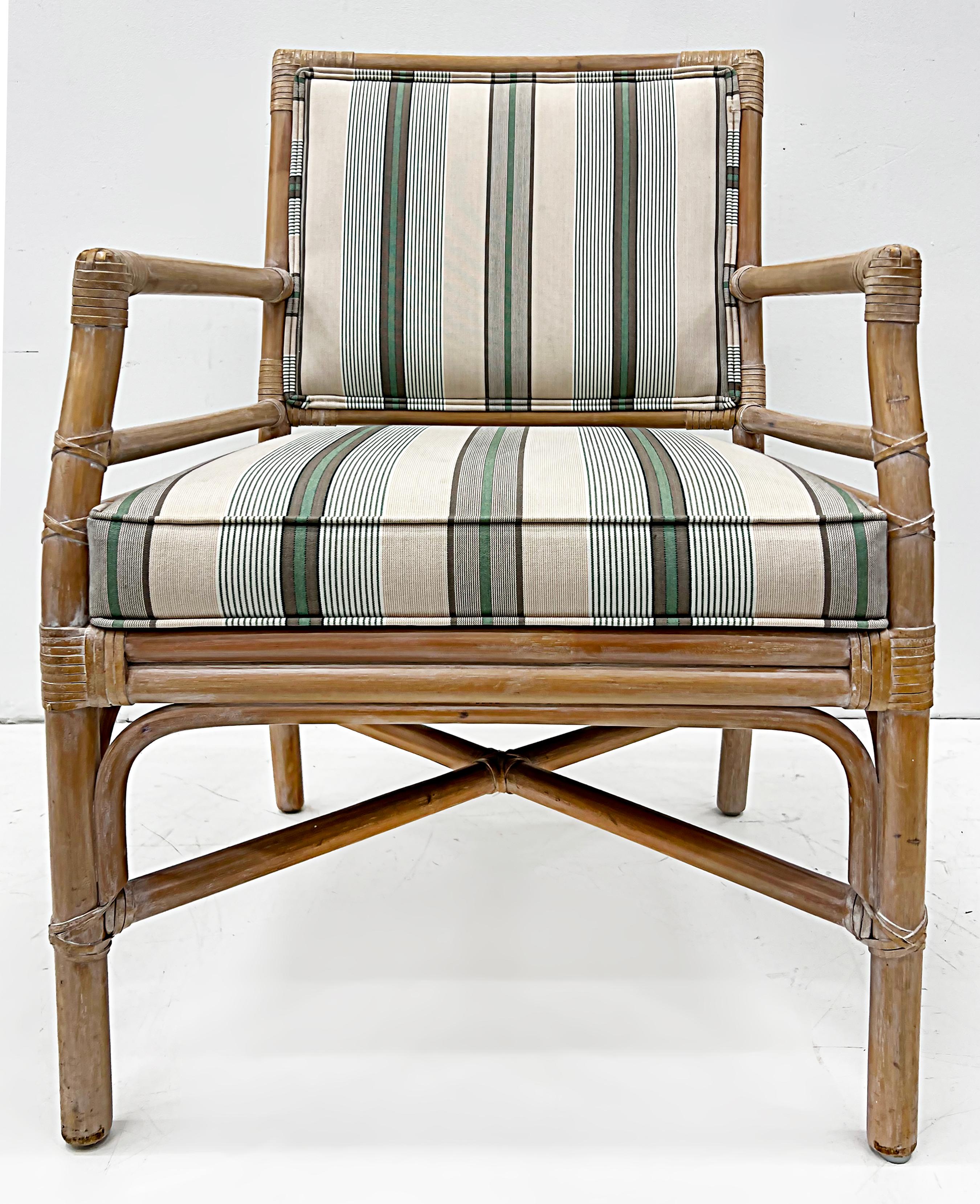 Vintage Coastal McGuire Rattan Lounge Chairs, 2 Pairs available For