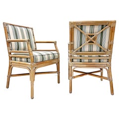Vintage Coastal McGuire Rattan Lounge Chairs, 2 Pairs available