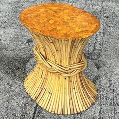 Vintage Coastal McGuire Sheath of Wheat Console Pedestal