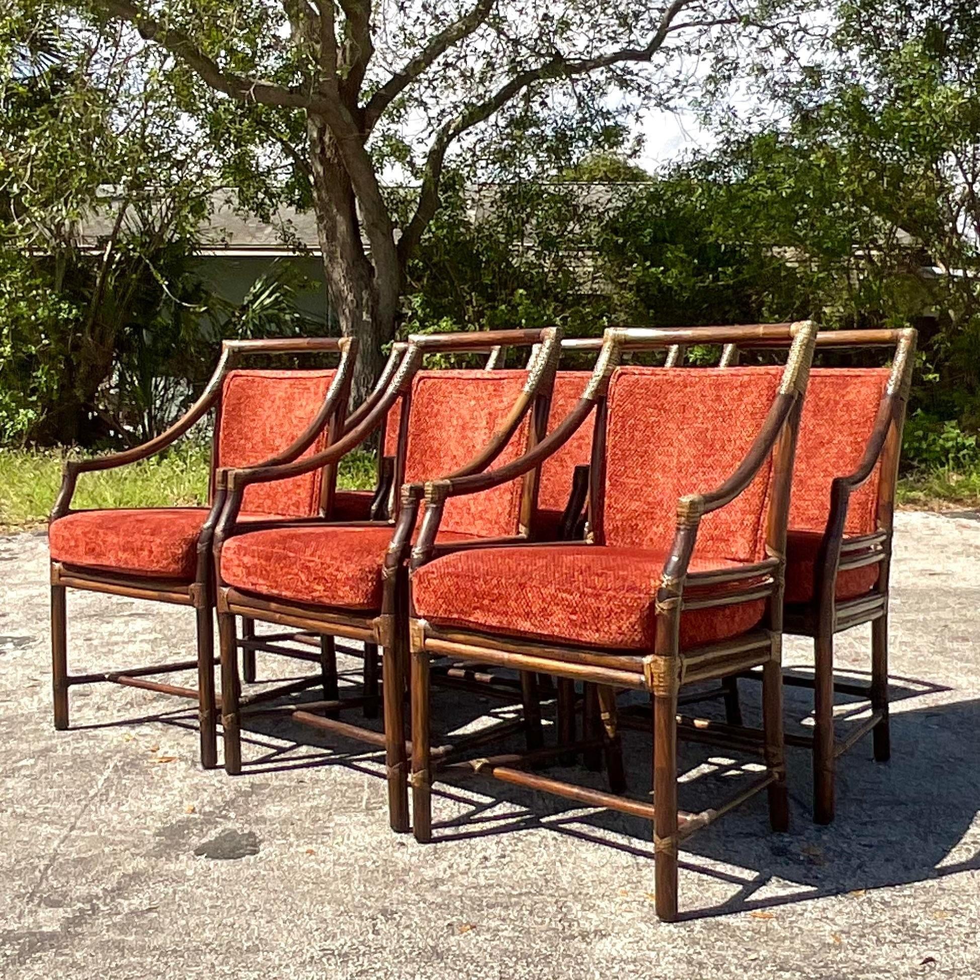 Vintage Coastal McGuire Target Back Dining Chairs - Set of 6 4