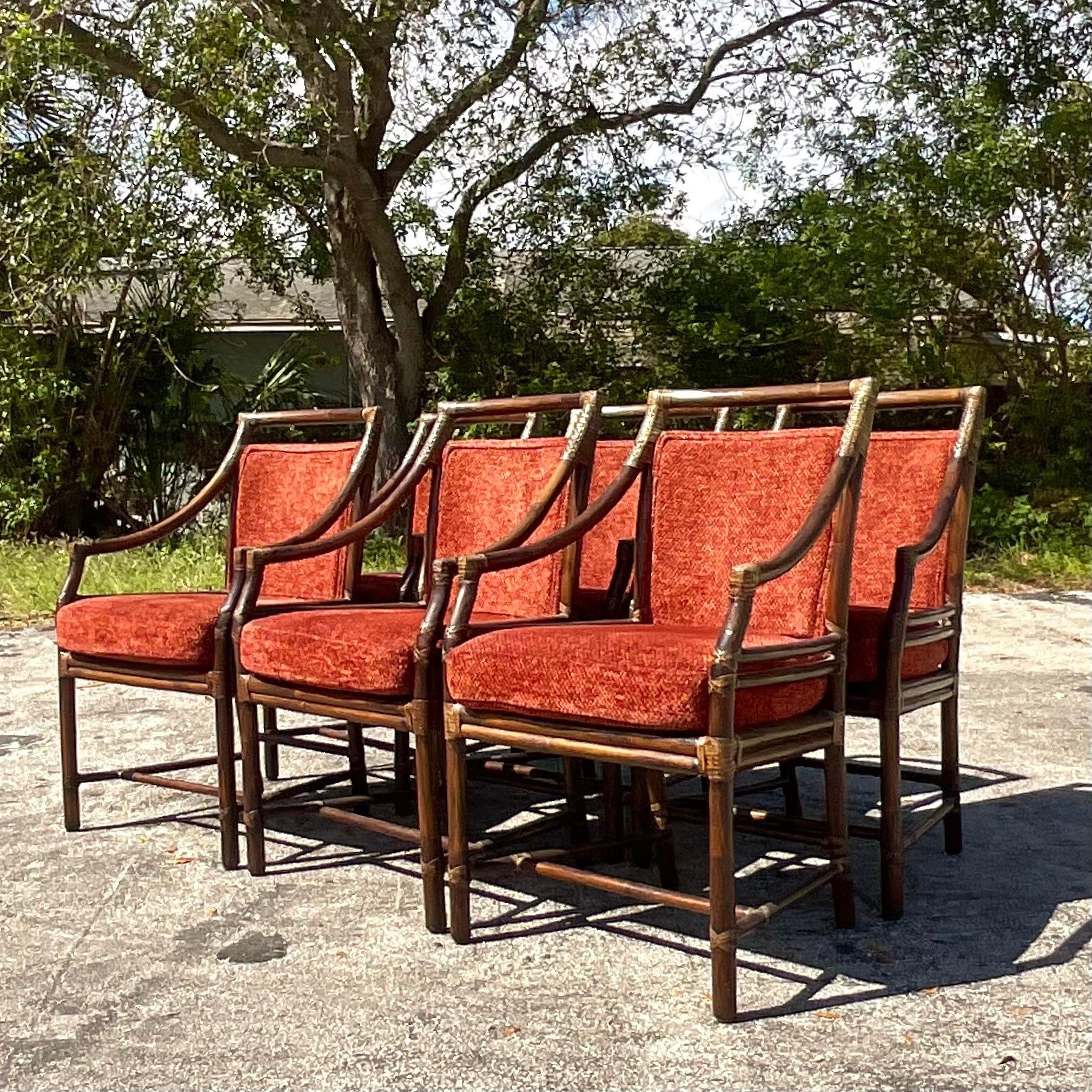 Vintage Coastal McGuire Target Back Dining Chairs - Set of 6 5
