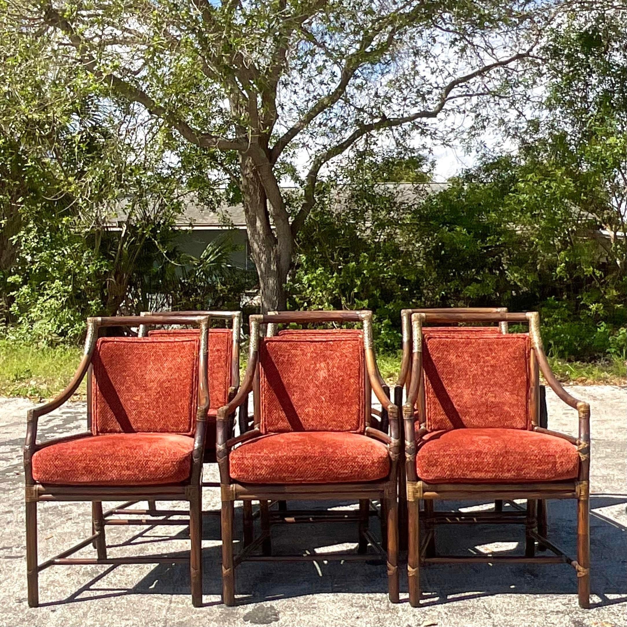 Vintage Coastal McGuire Target Back Dining Chairs - Set of 6 6