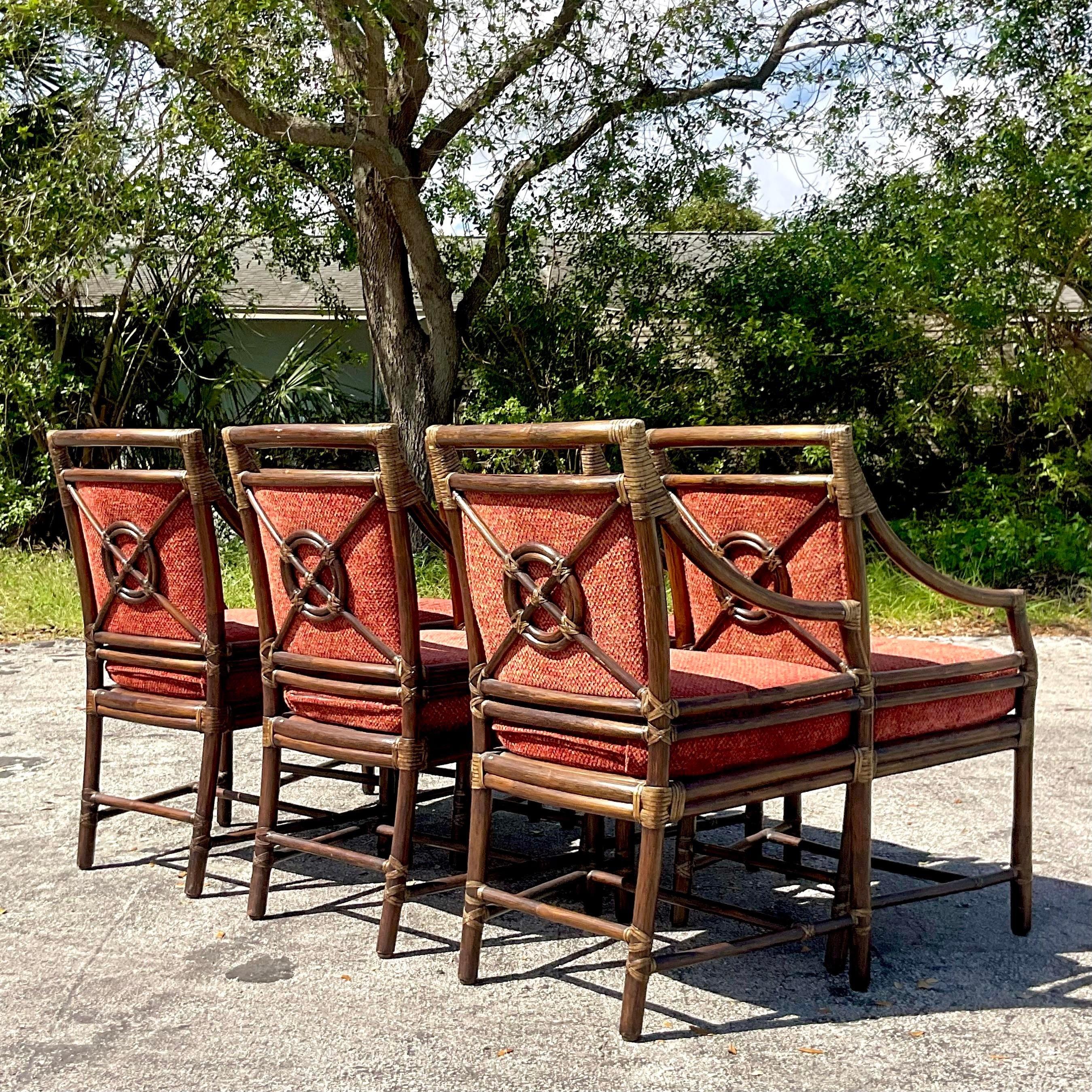 Vintage Coastal McGuire Target Back Dining Chairs - Set of 6 2
