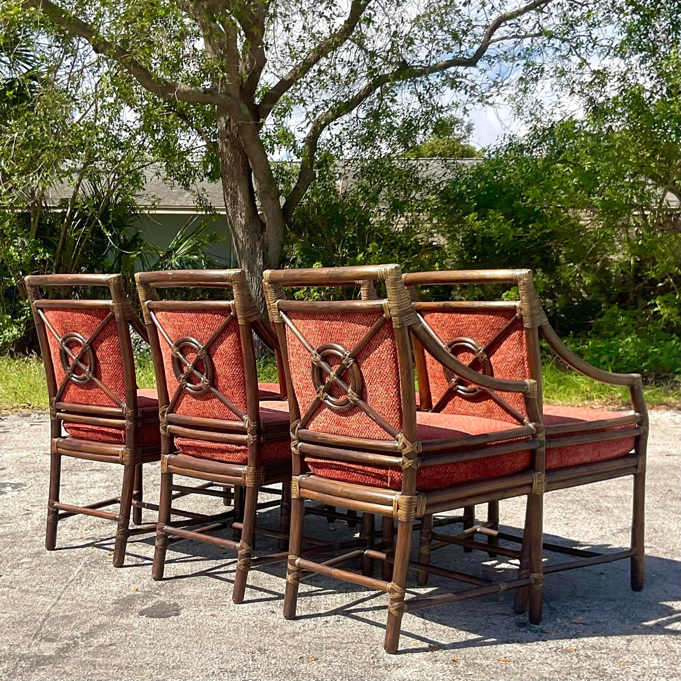 Vintage Coastal McGuire Target Back Dining Chairs - Set of 6 3