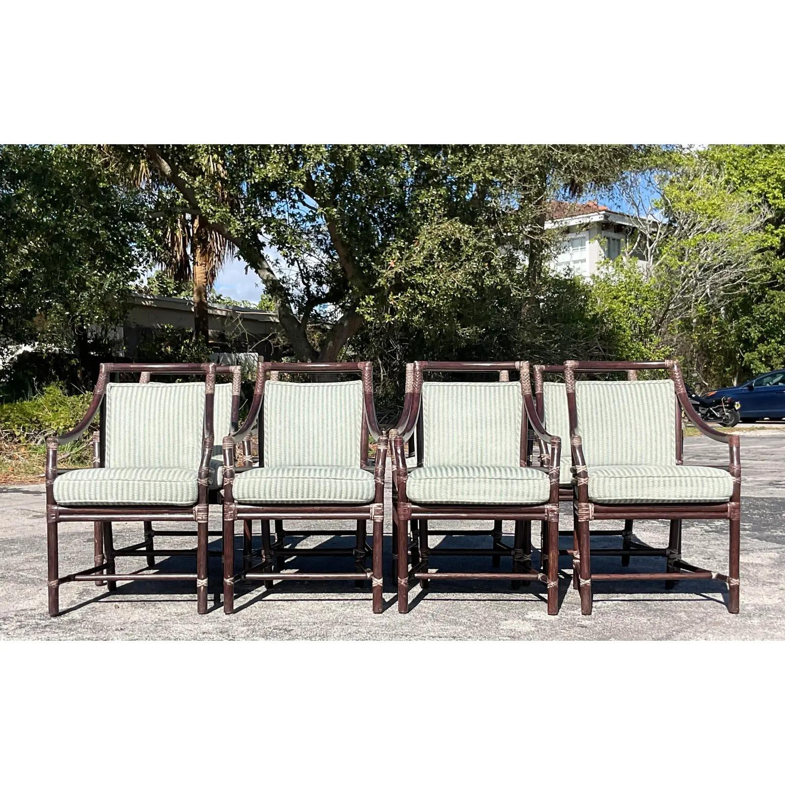 Vintage Coastal McGuire Target Back Dining Chairs, Set of 8 4