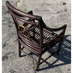 Vintage Coastal McGuire Target Back Dining Chairs - Set of 8