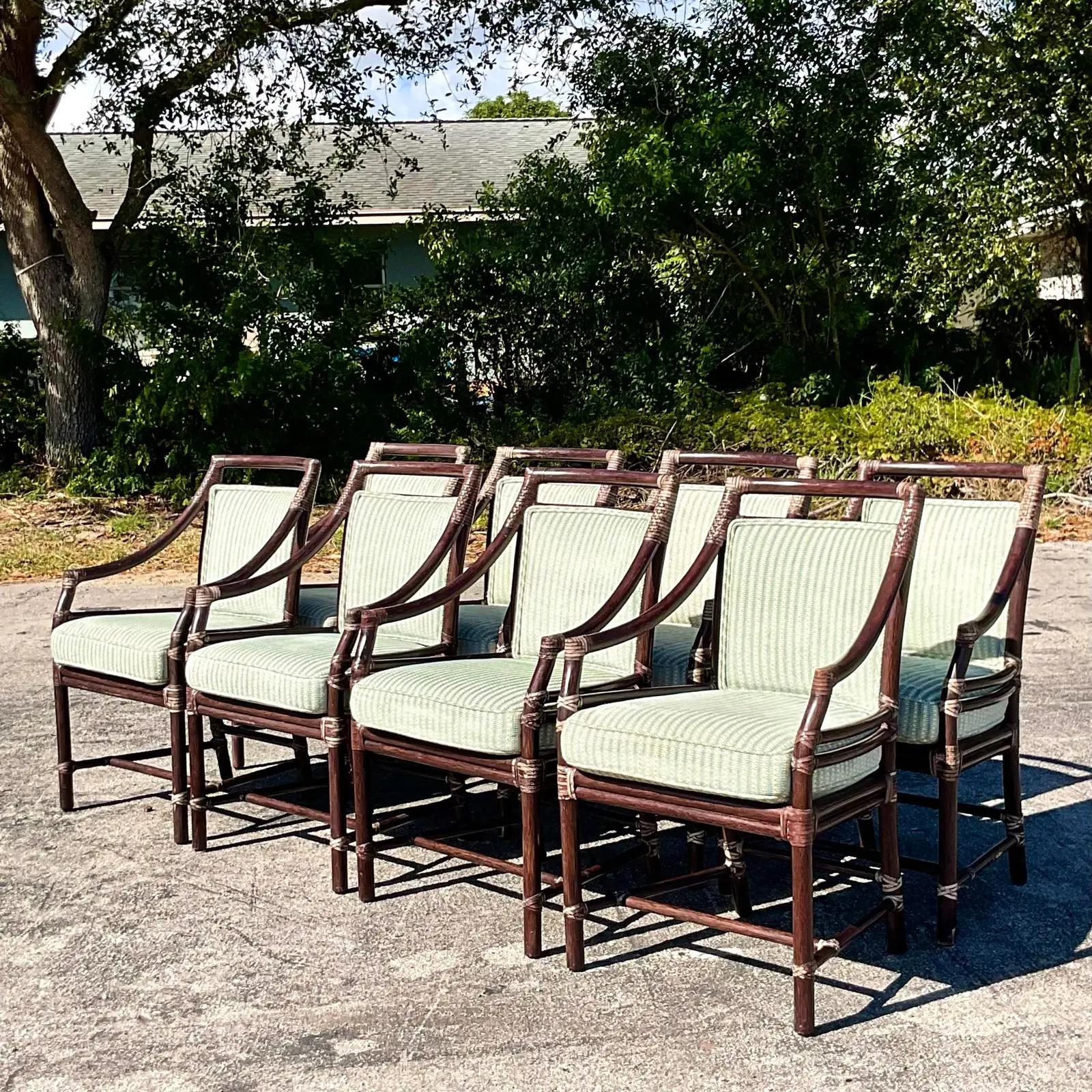 Vintage Coastal McGuire Target Back Dining Chairs, Set of 8 1
