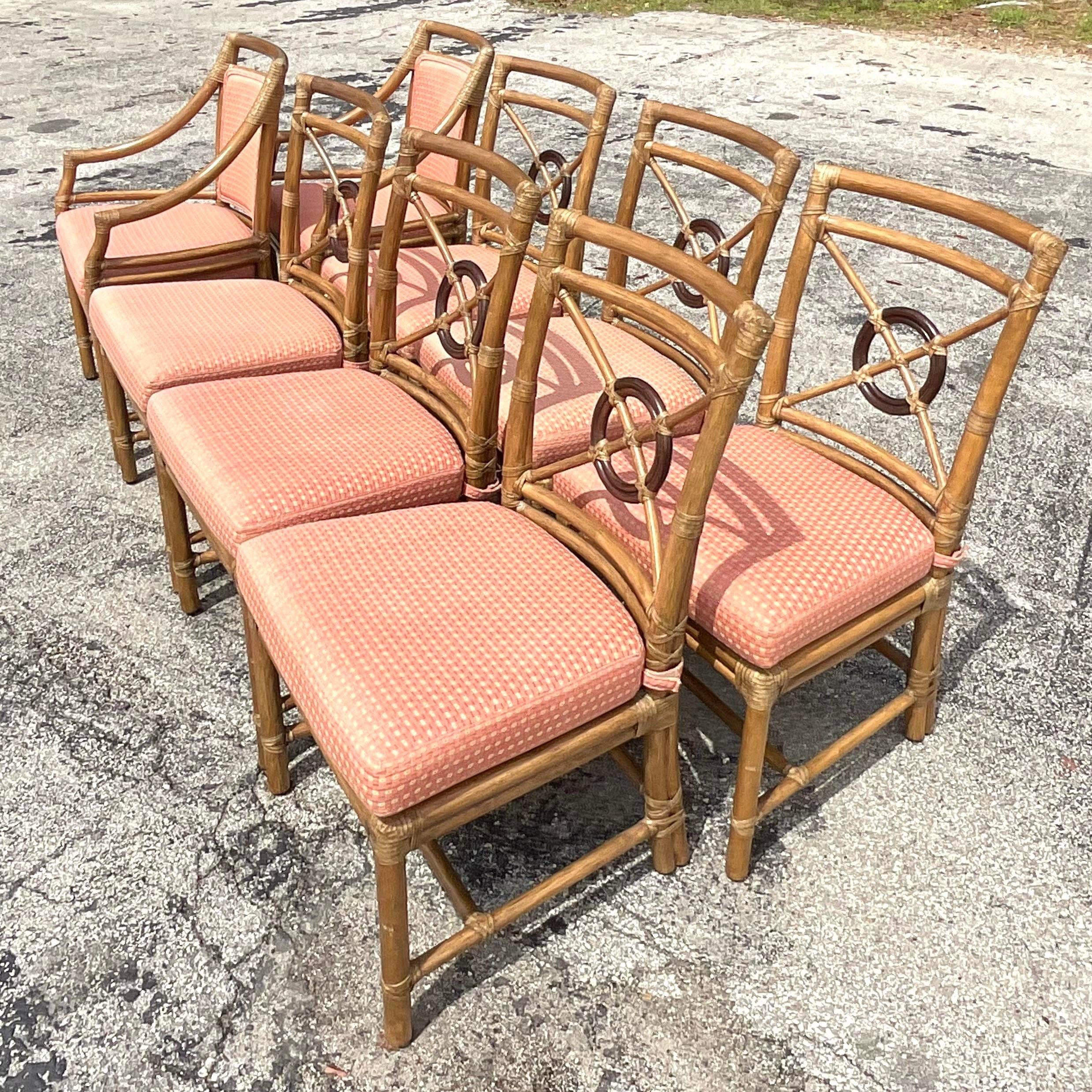 Vintage Coastal McGuire Target Back Dining Chairs- Set of 8 2