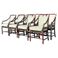 Vintage Coastal McGuire Target Back Dining Chairs, Set of 8