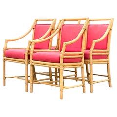 Vintage Coastal McGuire Target Back Rattan Dining Chairs - Set of 4