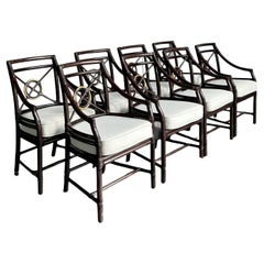 Sedie da pranzo in rattan con schienale a bersaglio McGuire Vintage By - Set di 8 sedie