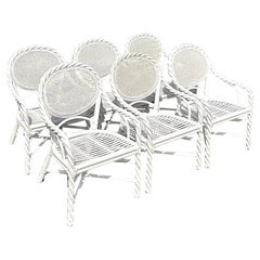 Retro Coastal McGuire Twisted Rattan Dining Chairs, Set of Six