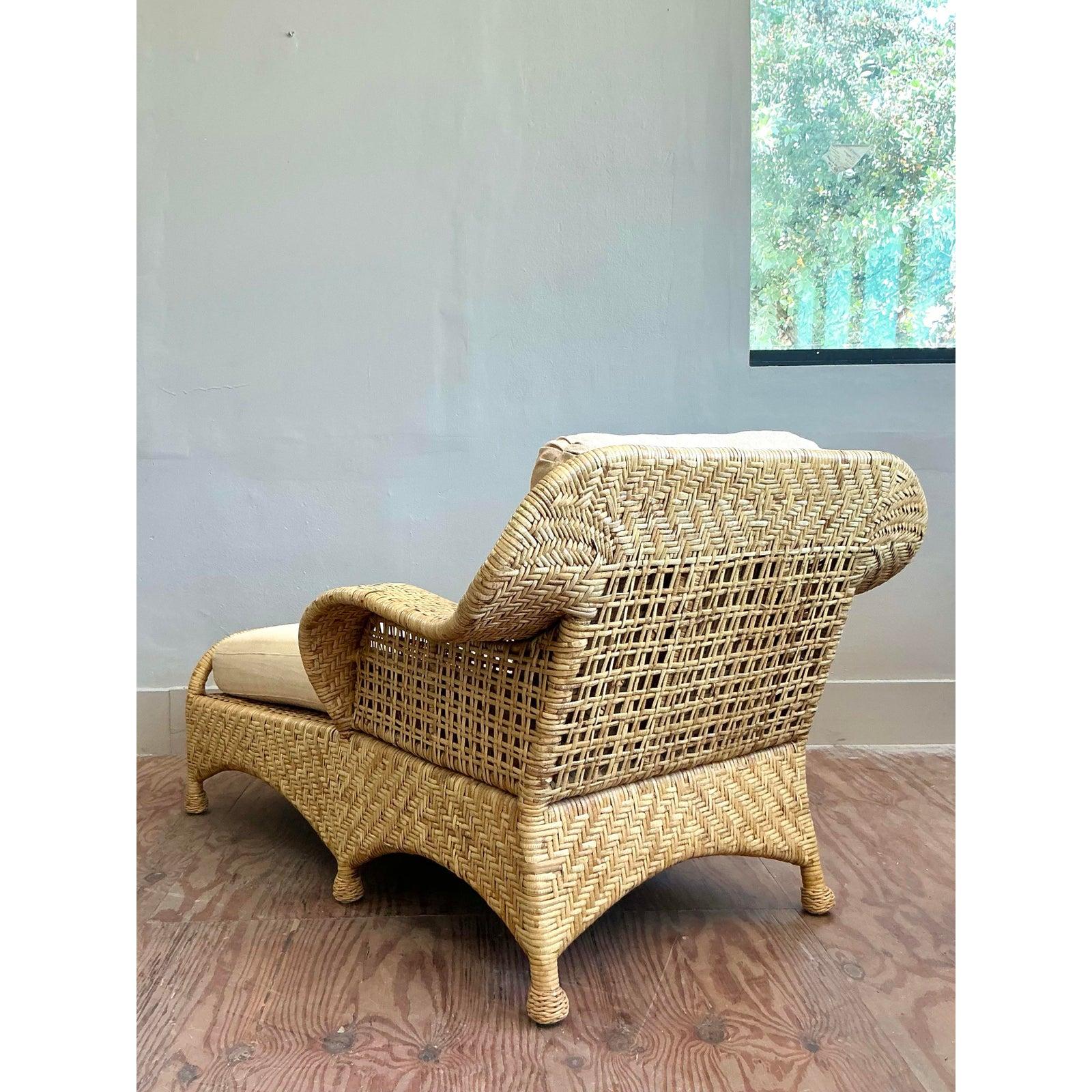 Chaise longue vintage en rotin tressé McGuire Coastal en vente 5