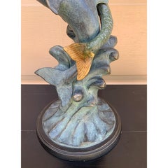 Vintage Coastal Mermaid & Dolphin Armillary Sundial, Palm Beach Garden Decor