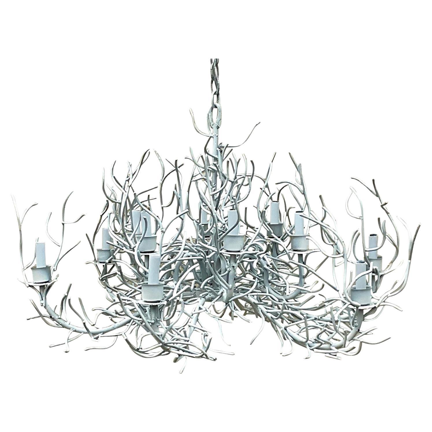 Vintage Coastal Metal Coral Branch Chandelier