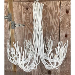 Vintage Coastal Metal Twig Chandelier