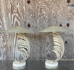 Vintage Coastal Michael Taylor Frond-Tischlampen – ein Paar