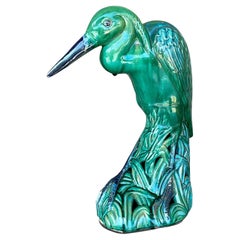 Airone minumentale costiero d'epoca in ceramica smaltata
