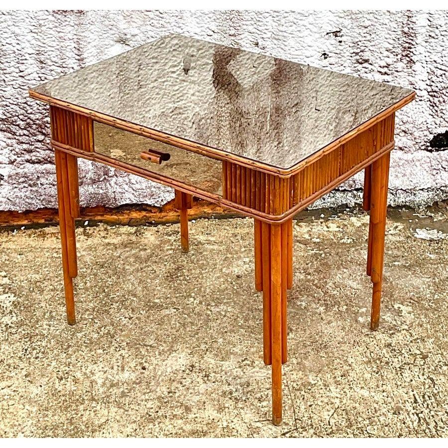 XX secolo Scrivania in rattan specchiato Vintage By in vendita