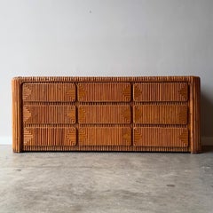 VIntage Coastal Modern Bamboo Dresser, 1970s