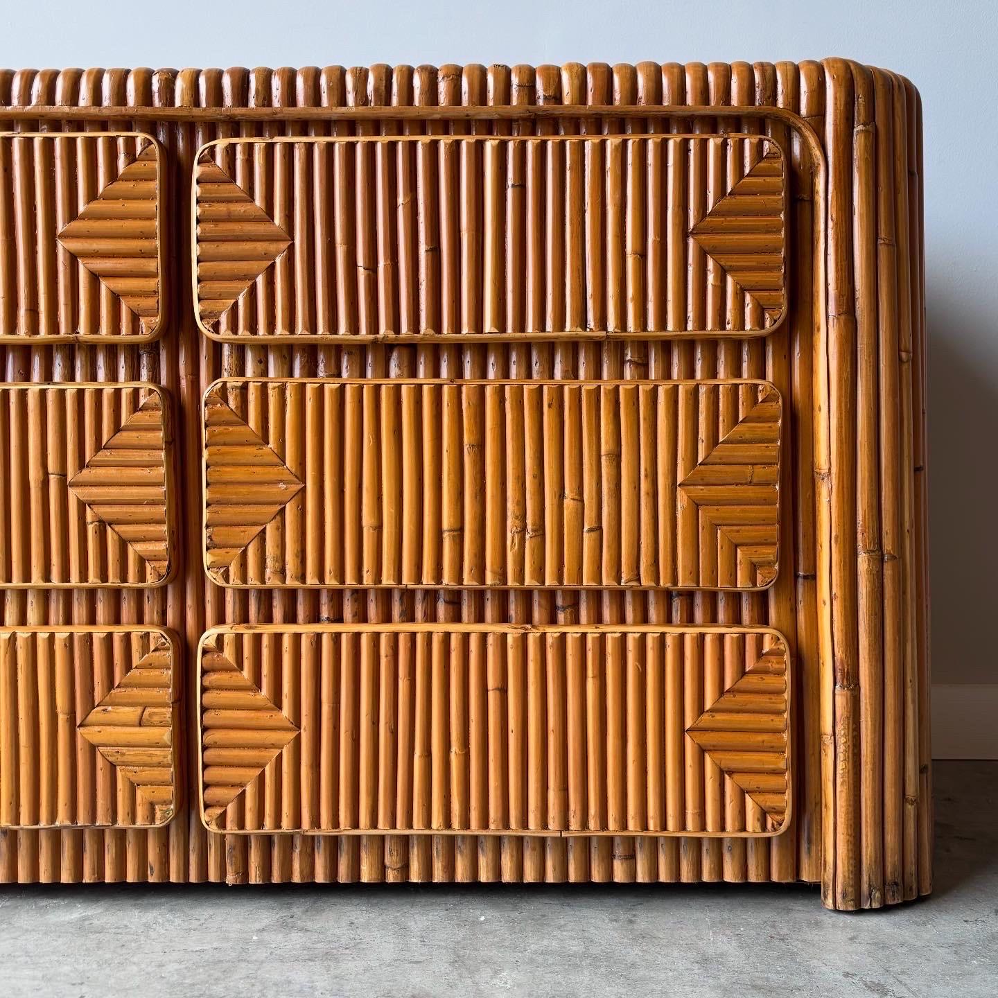 VIntage Coastal Modern Bamboo Dresser, 1970s In Good Condition In Raleigh, NC