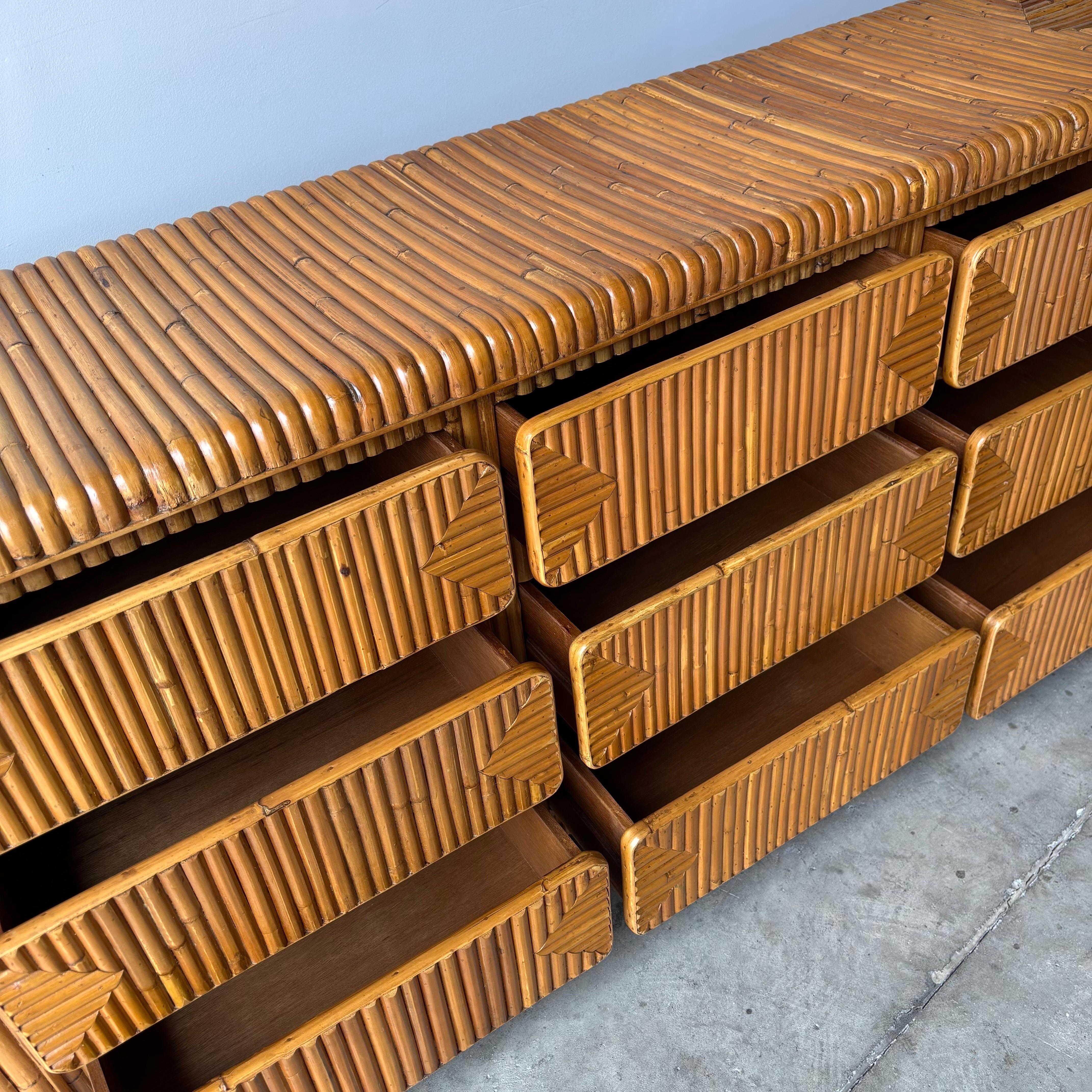 VIntage Coastal Modern Bamboo Dresser, 1970s 2