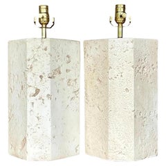 Vintage Coastal Molded Coral Ceramic Lamps - a Pair