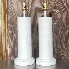 Vintage Coastal Molded Coral Plaster Lamps - a Pair