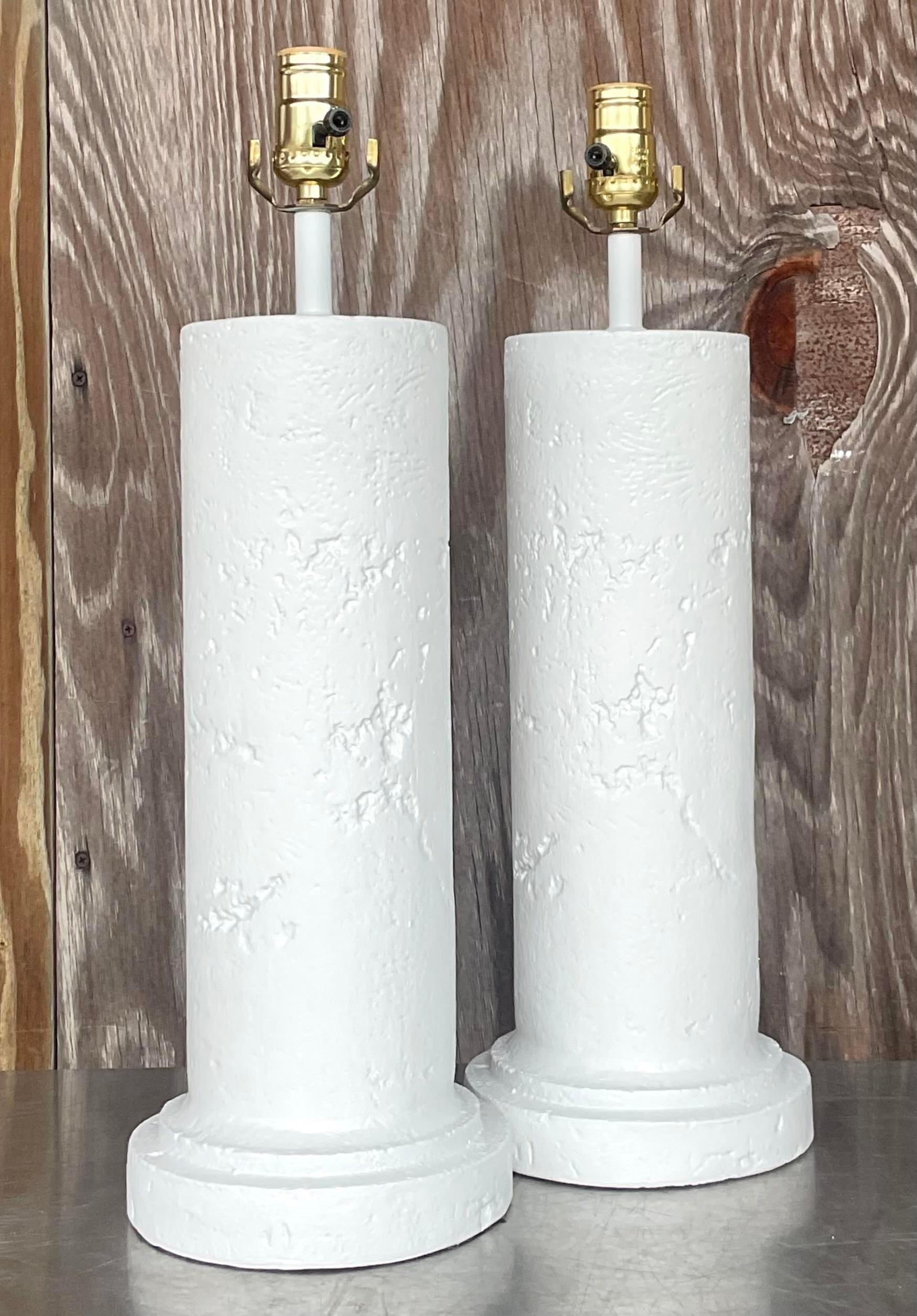 Vintage Coastal Molded Coral Plaster Lamps - a Pair For Sale 1