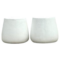 Vintage Coastal Molded Fiberglass Outdoor Side Tables - A Pair