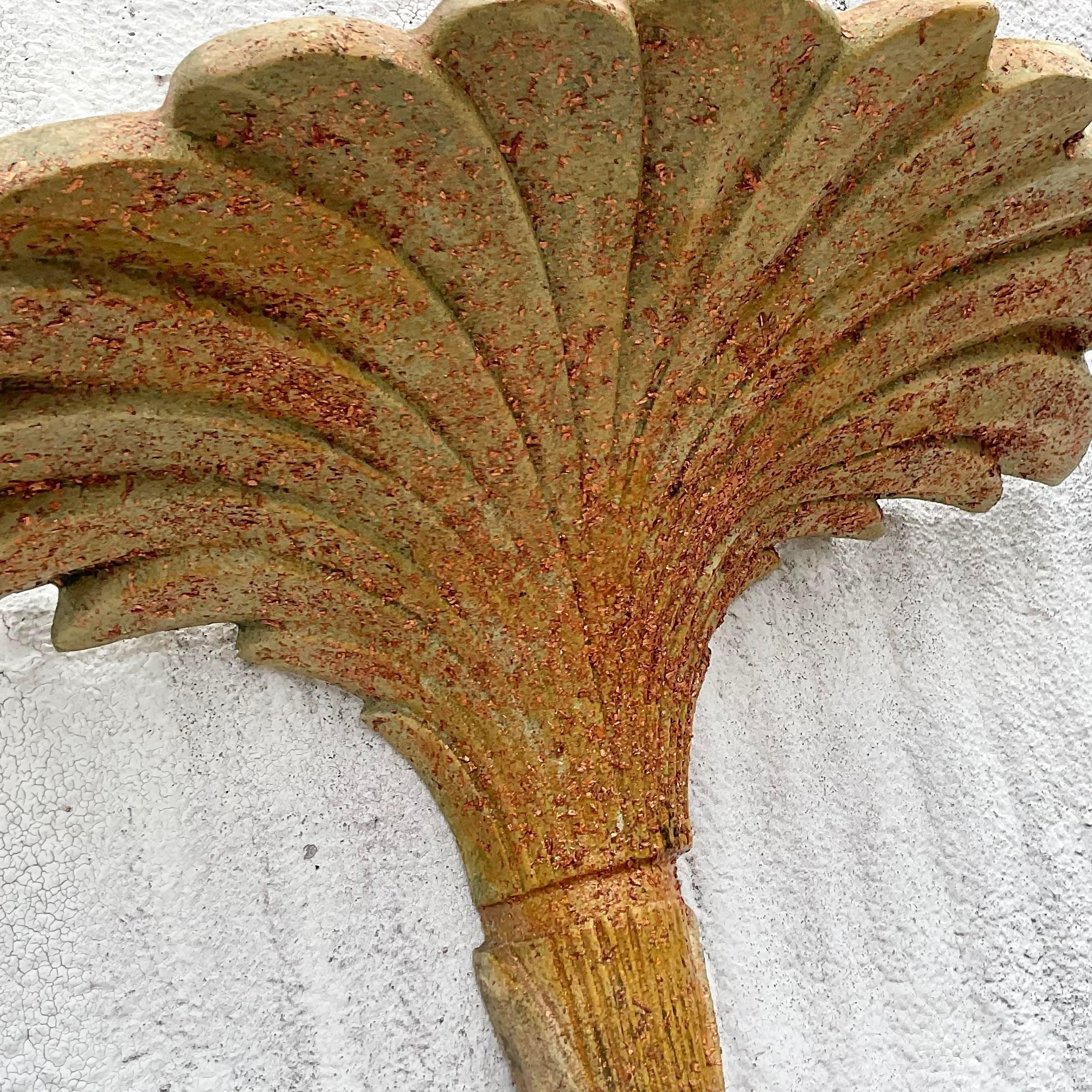 Vintage Coastal Molded Fiberglass Palm Tree Wall Lamps - a Pair 1