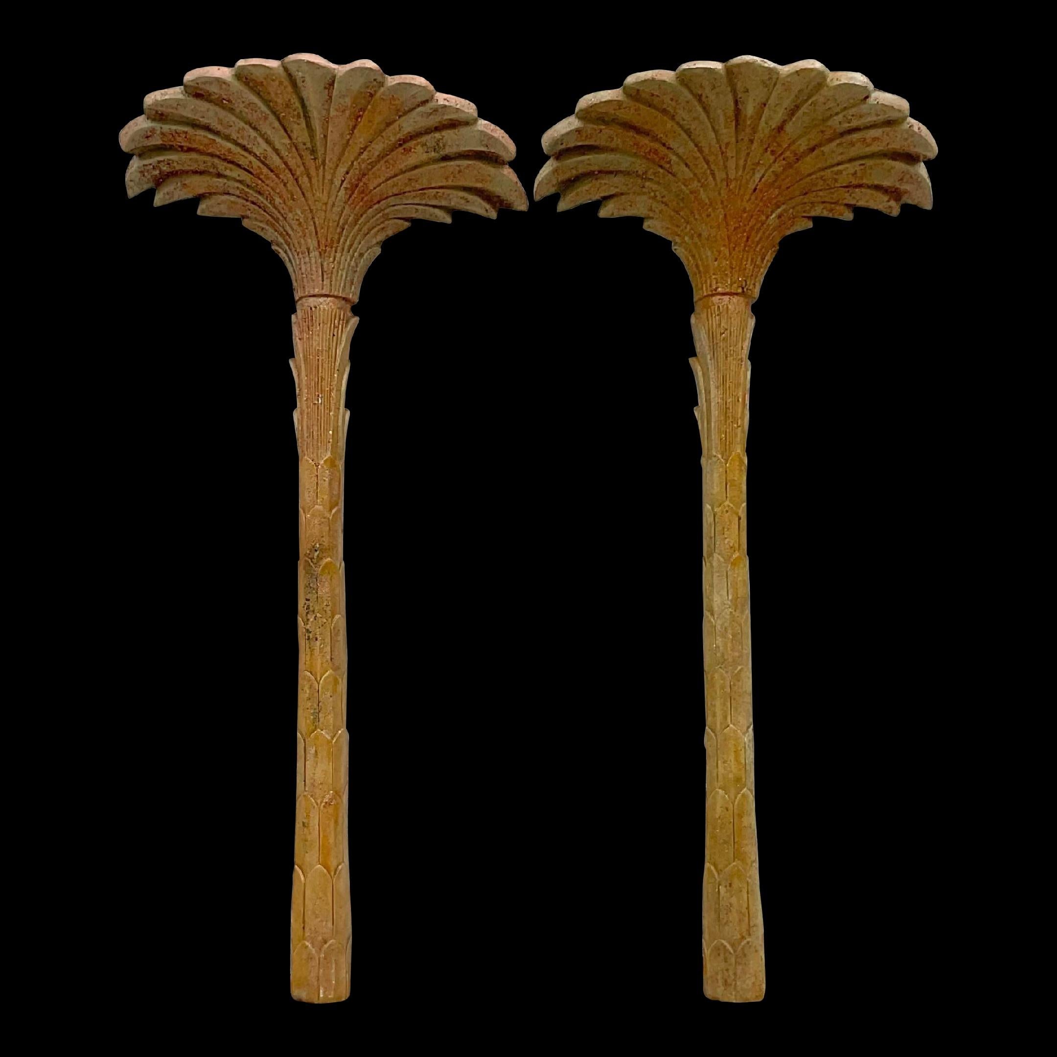 Vintage Coastal Molded Fiberglass Palm Tree Wall Lamps - a Pair 4
