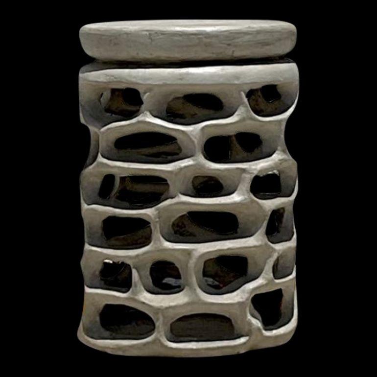 Vintage Coastal Molded Resin Low Stool For Sale 3