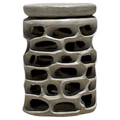 Vintage Coastal Molded Resin Low Stool