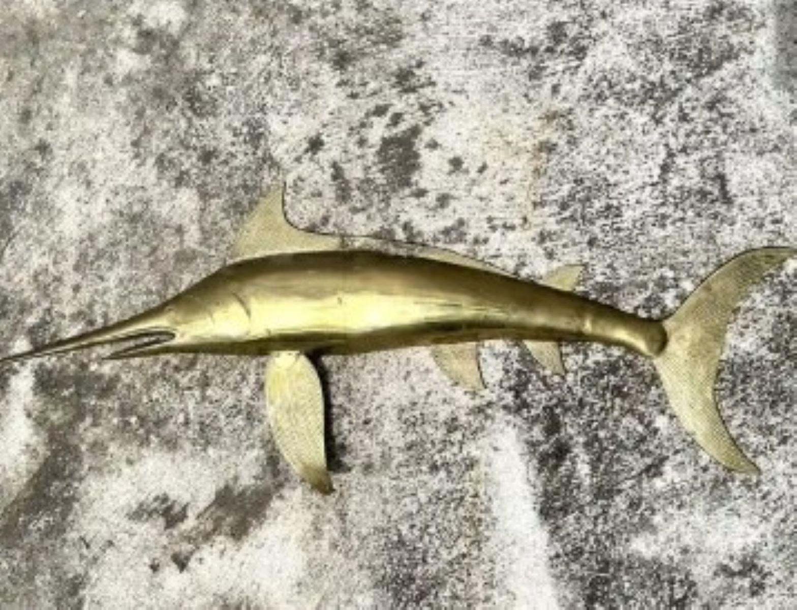 20th Century Vintage Coastal Monumental Brass Marlin For Sale