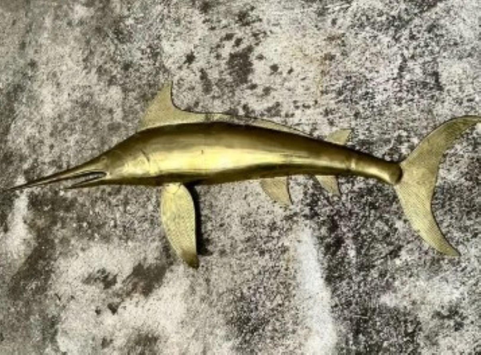 Vintage Coastal Monumental Brass Marlin For Sale 1