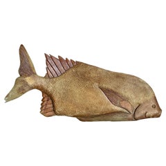 Vintage Coastal Monumental geschnitzt Holz Fisch
