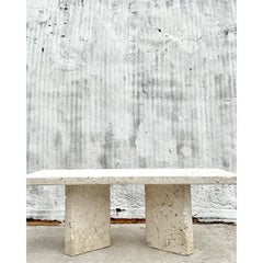 Vintage Coastal Monumental Coquina Slab Dining Table