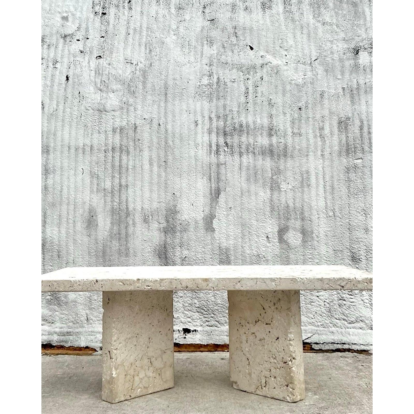 American Vintage Coastal Monumental Coquina Slab Dining Table