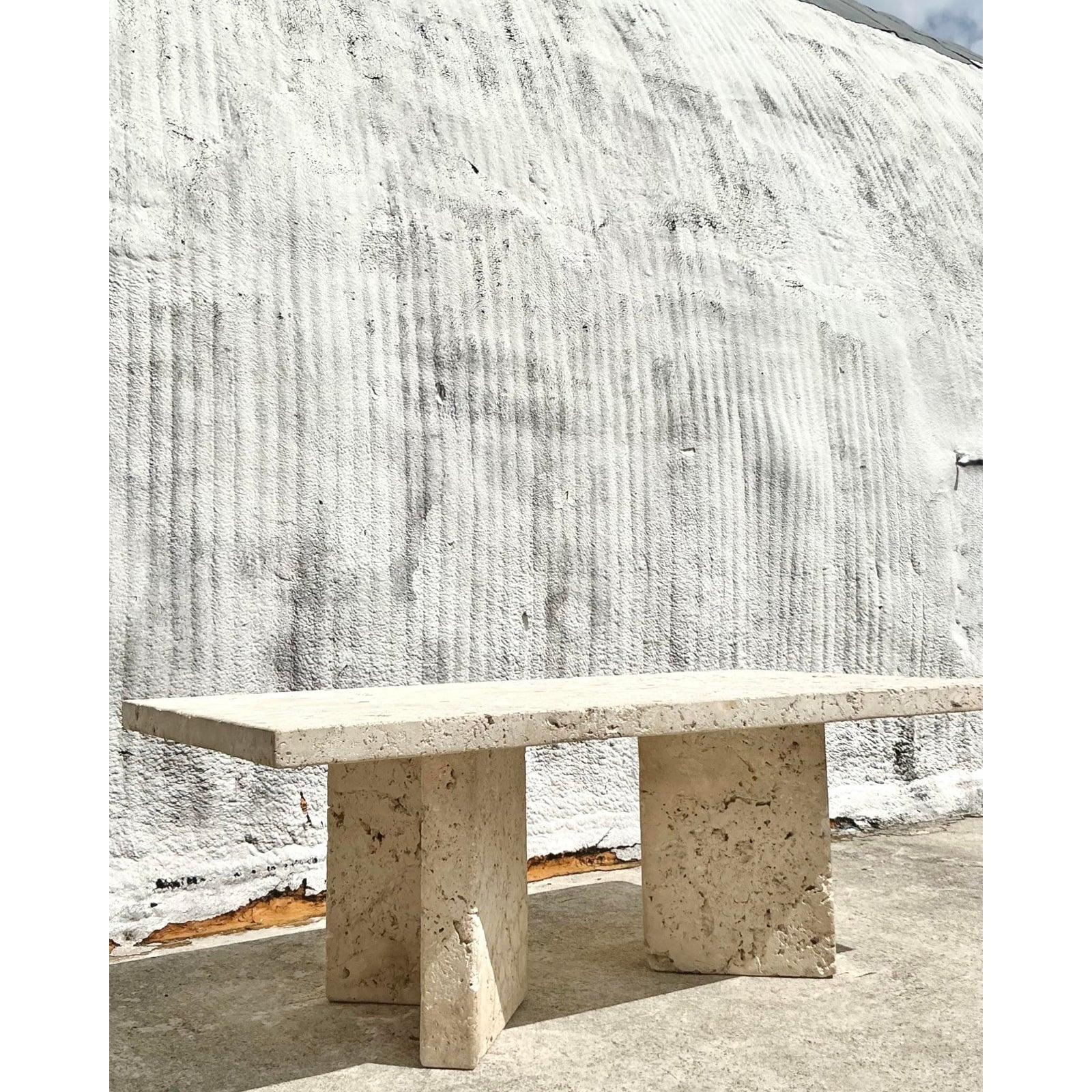 20th Century Vintage Coastal Monumental Coquina Slab Dining Table